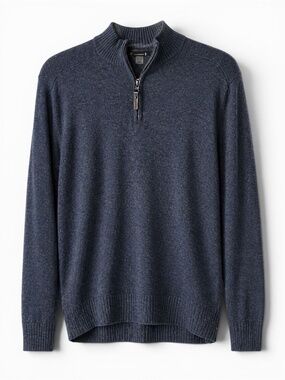 Smartwool Wool Blend Quarter Zip Sweater Mens Medium Blue Pullover